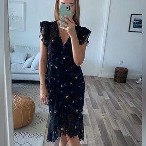 Talulah La Maison NWT Up All Night Swiss Dot Floral Embroidery Midi Dress Medium